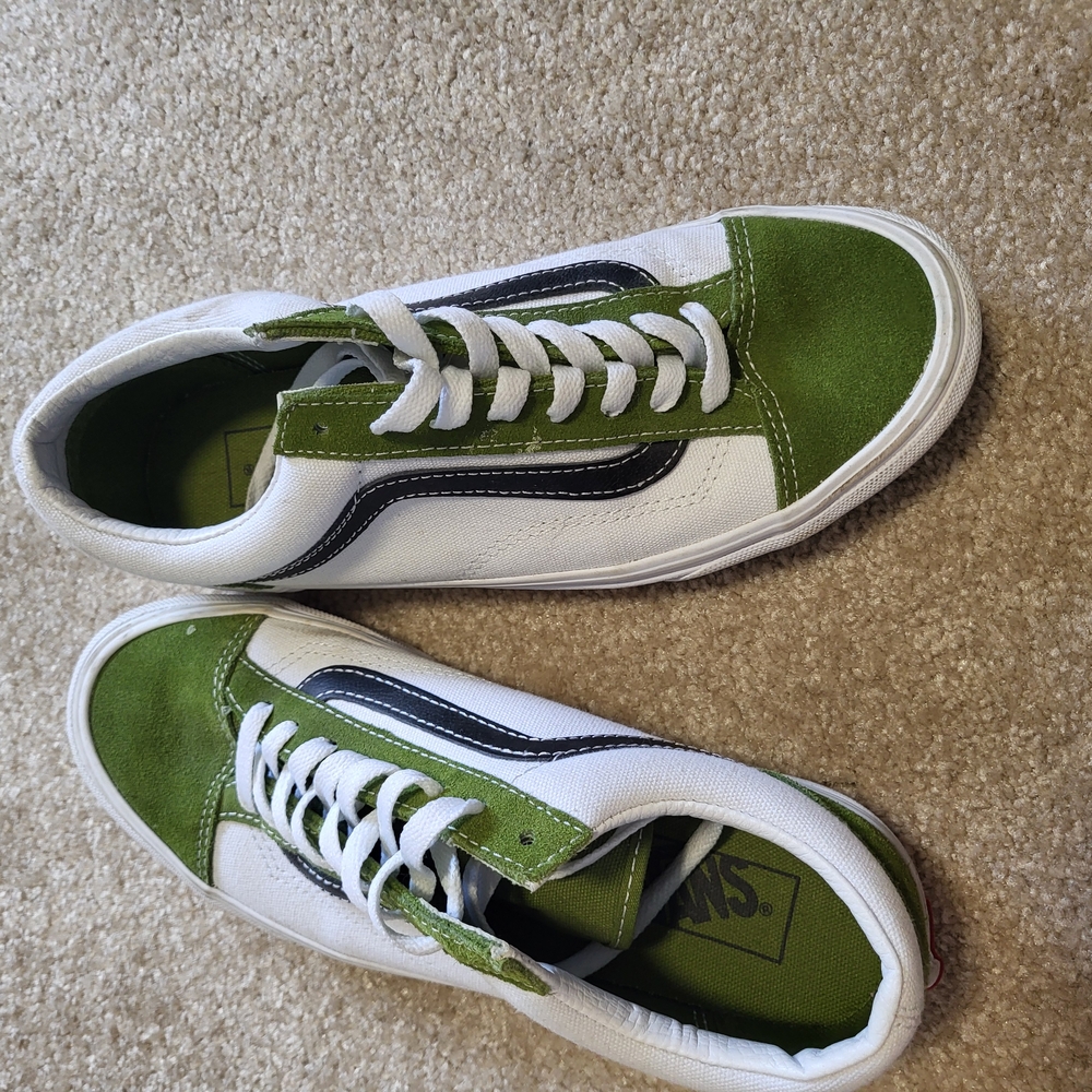 Vans Green and White Athletic Shoes